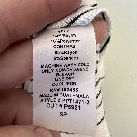 Striped Papermoon Womens T-Shirt With Yellow Accents & Pocket - Picture 3 of 3